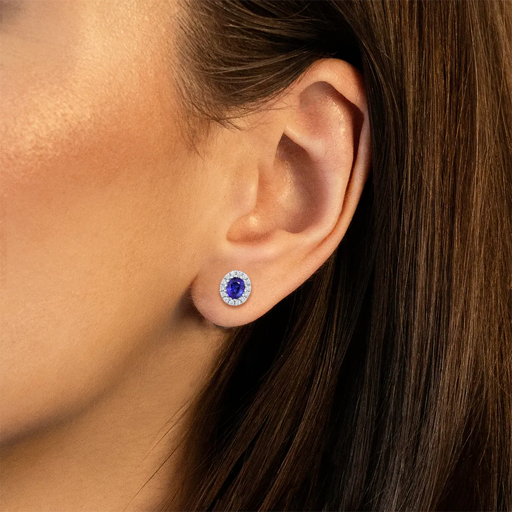 0.59ct Sapphire And Diamond White Gold Earrings