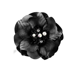 100mm Fabric Flower Brooches Oversize Lapel Pins Extra Big Brooch Charm Dancing Party Prom Wedding Delicate Pearl Crystal Banquet Dress Suit Large Ceremony Guest Corsage Dancer Hiar Accessories Gifts for Women (Black)