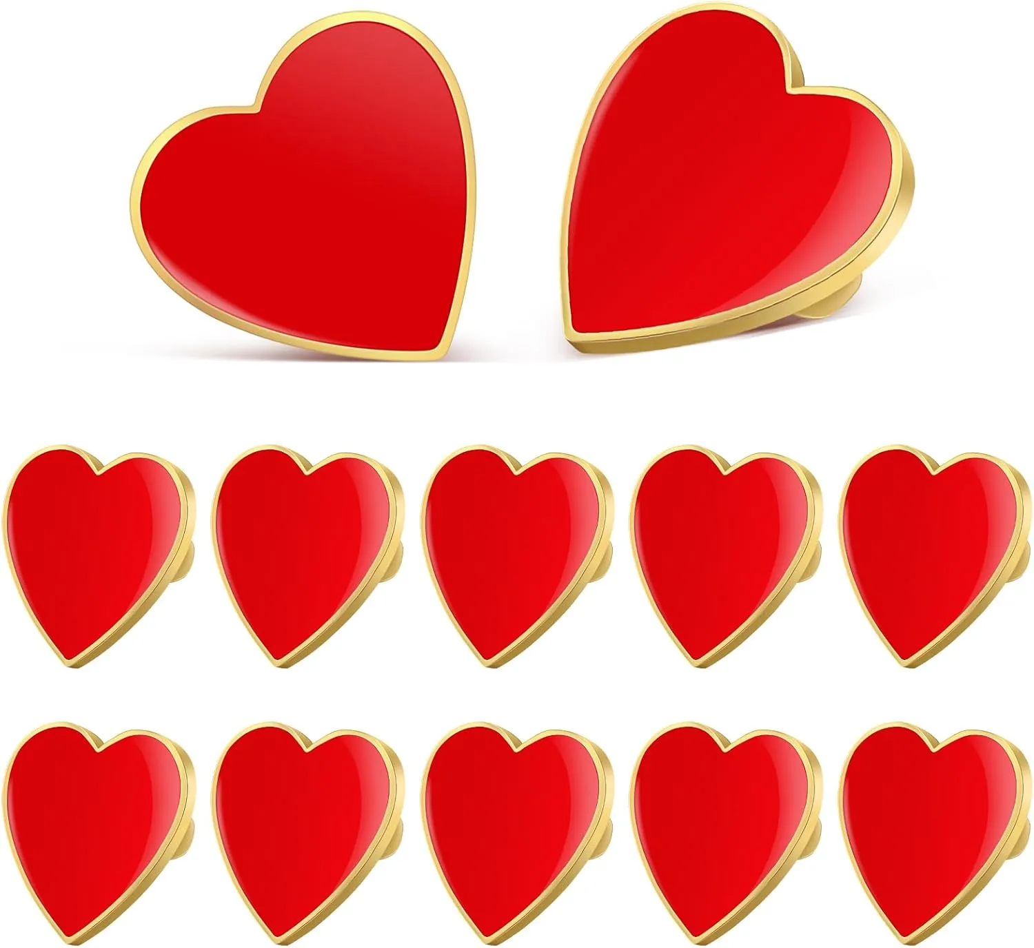 12 Pcs Heart Brooches Decorative Brooch Pins Collar Pins Love Heart Brooch Pin Valentines Day Party Favors Anniversary Women Costume Accessory