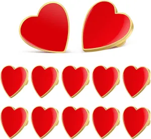 12 Pcs Heart Brooches Decorative Brooch Pins Collar Pins Love Heart Brooch Pin Valentines Day Party Favors Anniversary Women Costume Accessory