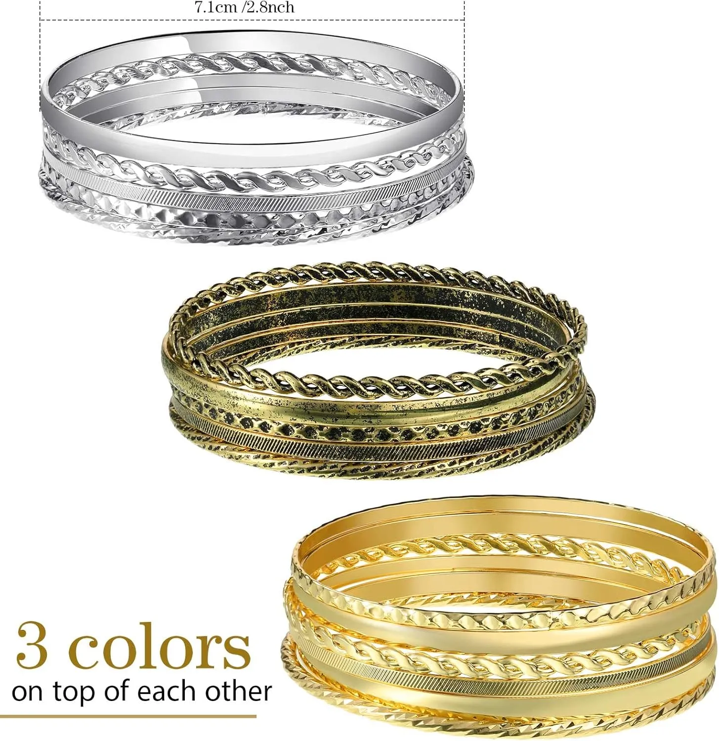 16 Pcs Bangle for Women Stackable Set Indian Bracelet Bangle Vintage Jewelry Wedding Gift