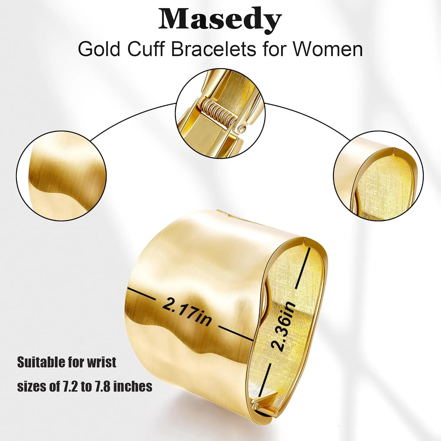 18K Gold Plated Wide Chunky Gold Cuff Bracelets for Women Chunky Bangle Bracelets Waterdrop Oval Irregular Trendy Wrist Wrap Bracelets Open Minimalist Thick Gold Wrist Cuff Bracelets