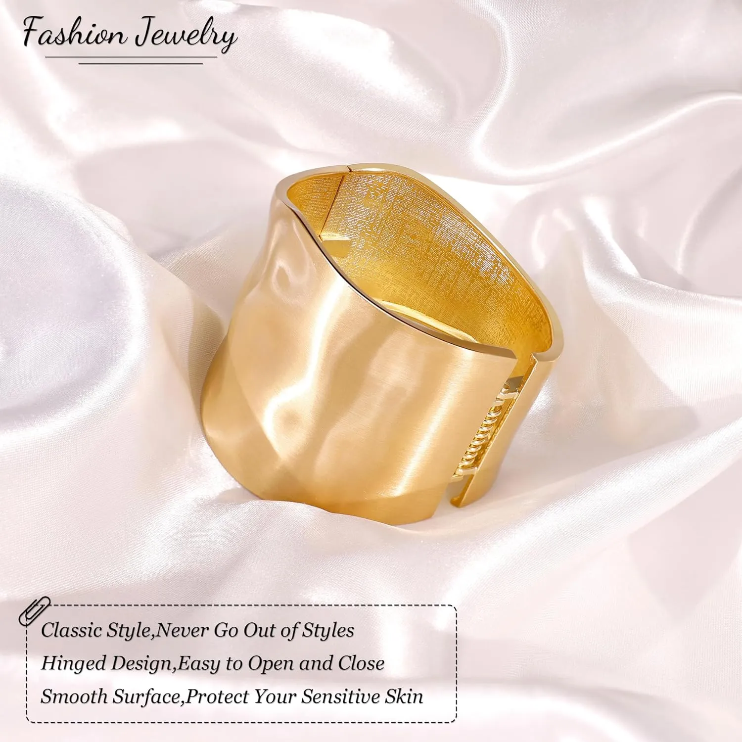 18K Gold Plated Wide Chunky Gold Cuff Bracelets for Women Chunky Bangle Bracelets Waterdrop Oval Irregular Trendy Wrist Wrap Bracelets Open Minimalist Thick Gold Wrist Cuff Bracelets