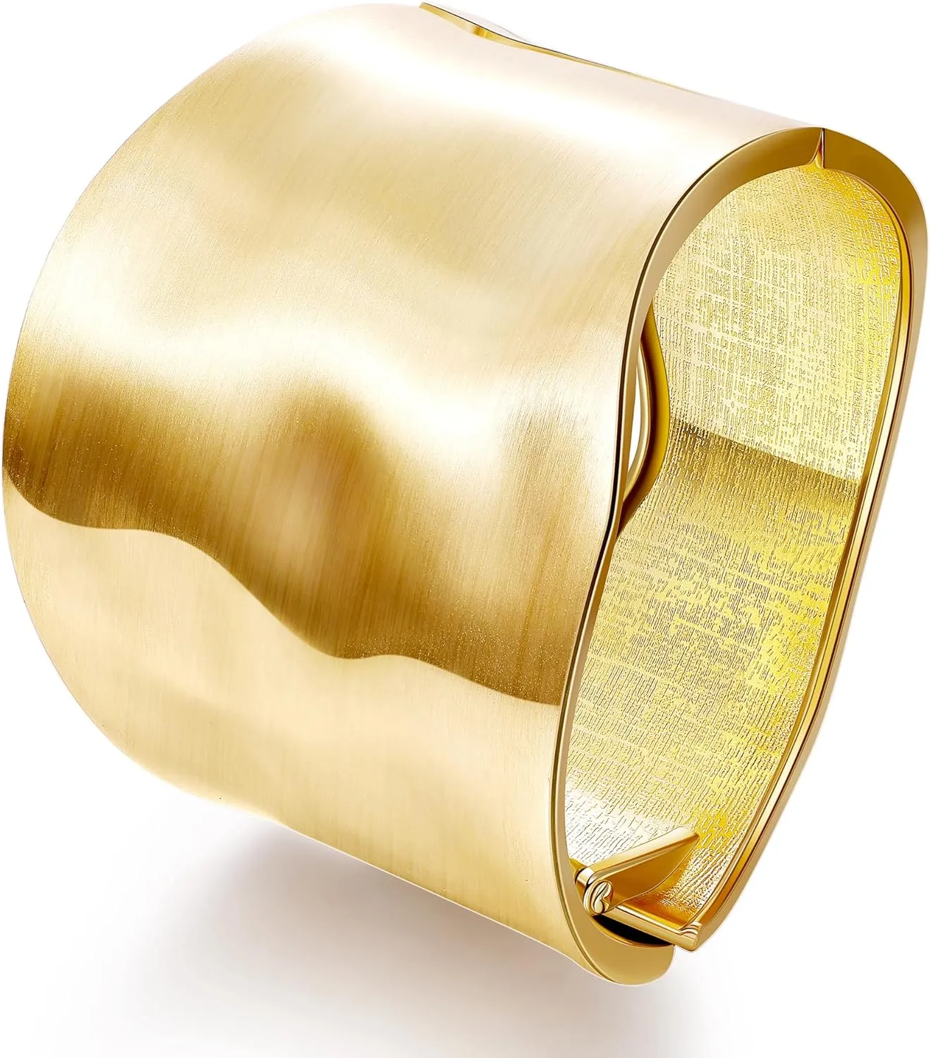 18K Gold Plated Wide Chunky Gold Cuff Bracelets for Women Chunky Bangle Bracelets Waterdrop Oval Irregular Trendy Wrist Wrap Bracelets Open Minimalist Thick Gold Wrist Cuff Bracelets