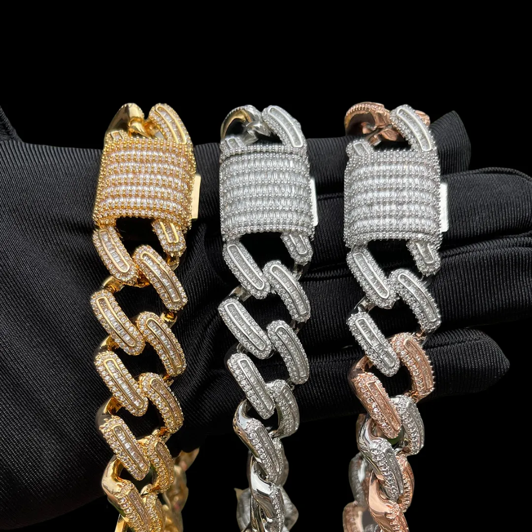 20MM Elegant Thin Setting Iced Out Diamond Necklace Chain