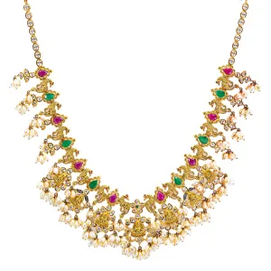 22K Yellow Gold Guttapusalu Necklace w/ Pearls & Gems (132.8 grams) 22K Yellow Gold Guttapusalu Necklace w/ Pearls & Gems (132.8 grams)