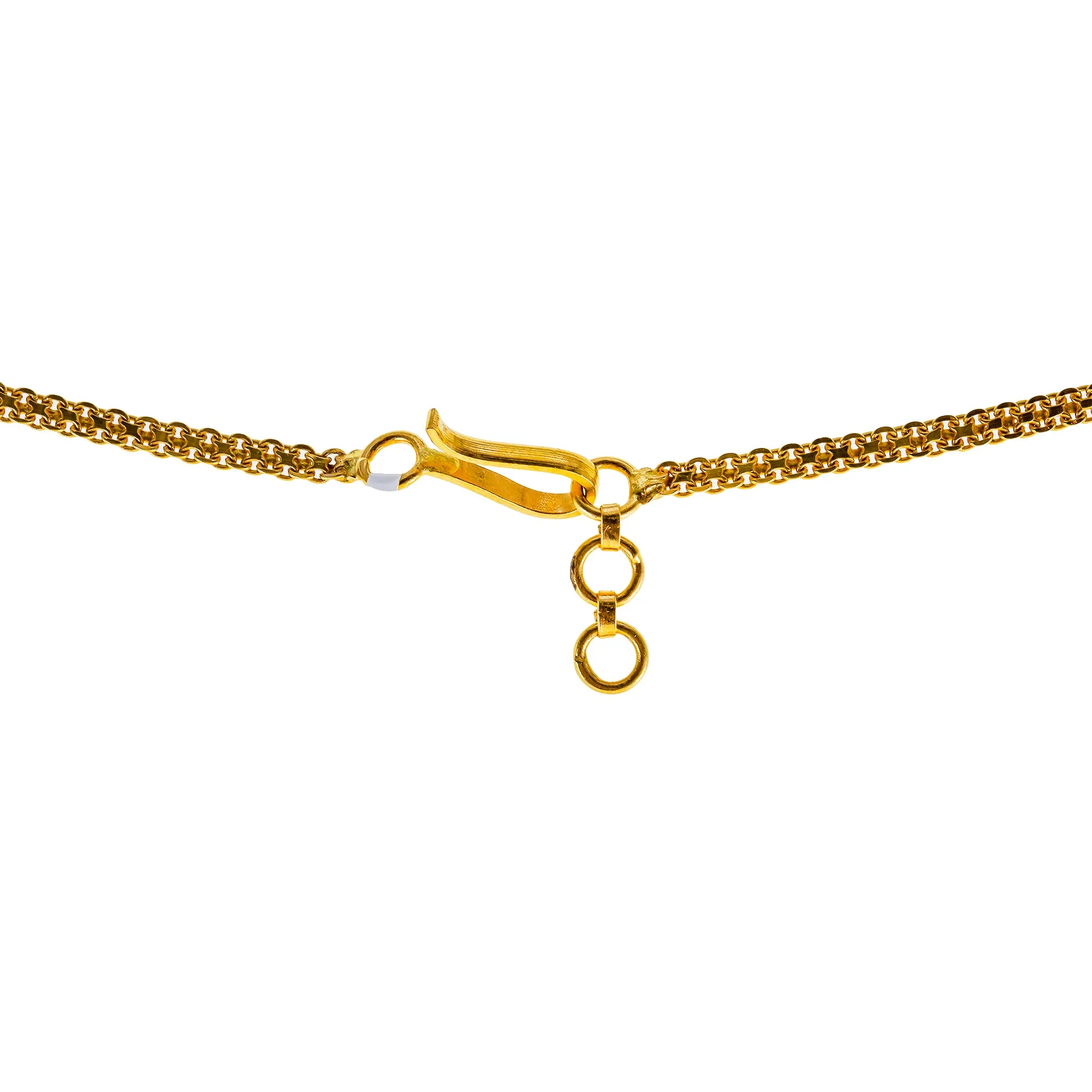 22K Yellow Gold Necklace Set w/ Kundan, Emerald, CZ, Pearls, and Ruby (85.2gm)