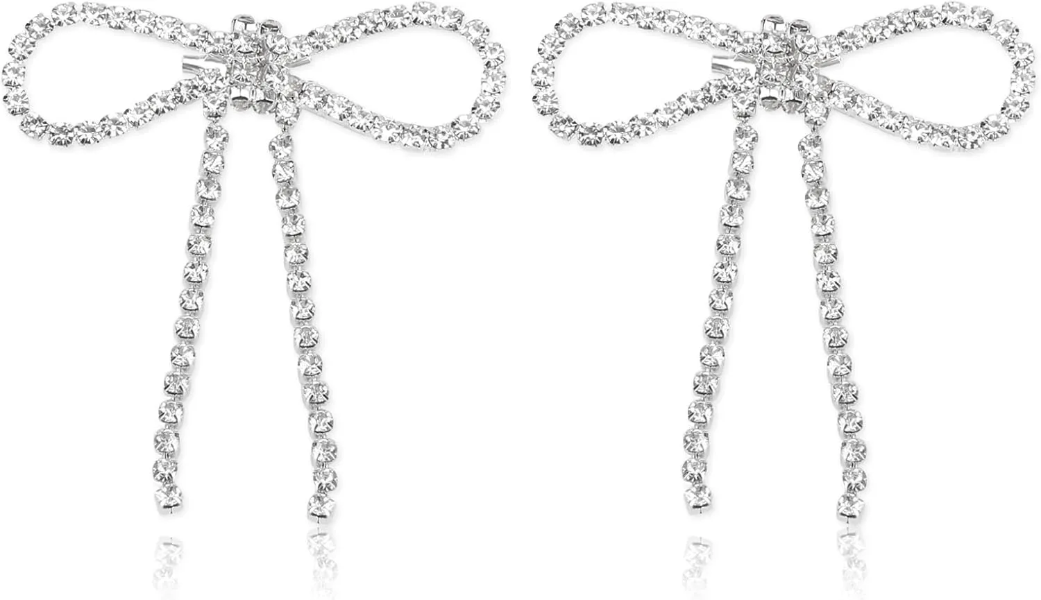 2Pcs Rhinestone Brooches Set Tassel Bow Womens Lapel Brooch Crystal Bag Clips Clothing Badge Brooch Rhinestone Shoe Clips for Woman Lapel Badge Pins DIY Craft Decorations(Tassel Bow)