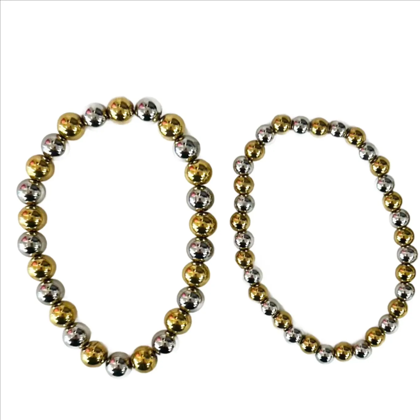 6mm Or 8mm Silver/Gold Beaded Bracelet