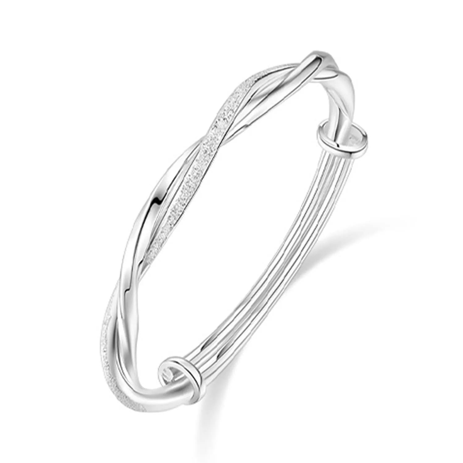 925 Sterling Silver Cuff Bangles Classical Morbius Bracelets Dainty Cubic Zirconia Cuff Bracelet Cross Twisted Adjustable Handmade Bangle Bracelets for Women Jewelry for Mom Wife Womens Day