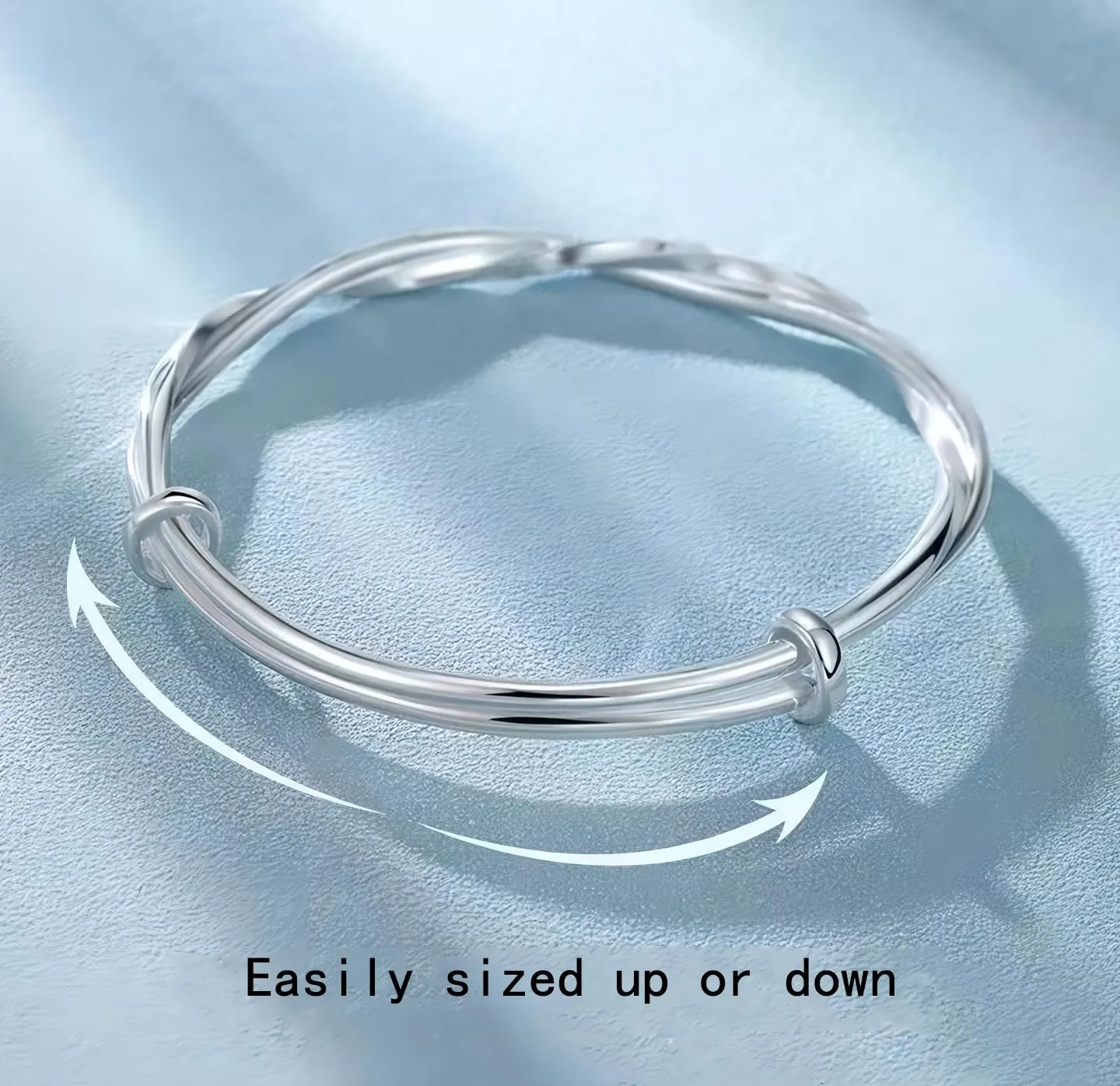 925 Sterling Silver Cuff Bangles Classical Morbius Bracelets Dainty Cubic Zirconia Cuff Bracelet Cross Twisted Adjustable Handmade Bangle Bracelets for Women Jewelry for Mom Wife Womens Day