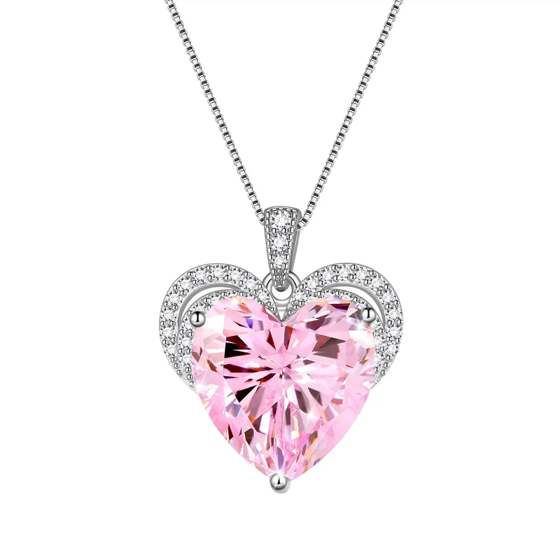 925 Sterling Silver Love Heart Necklace with Pendant including Birthstone