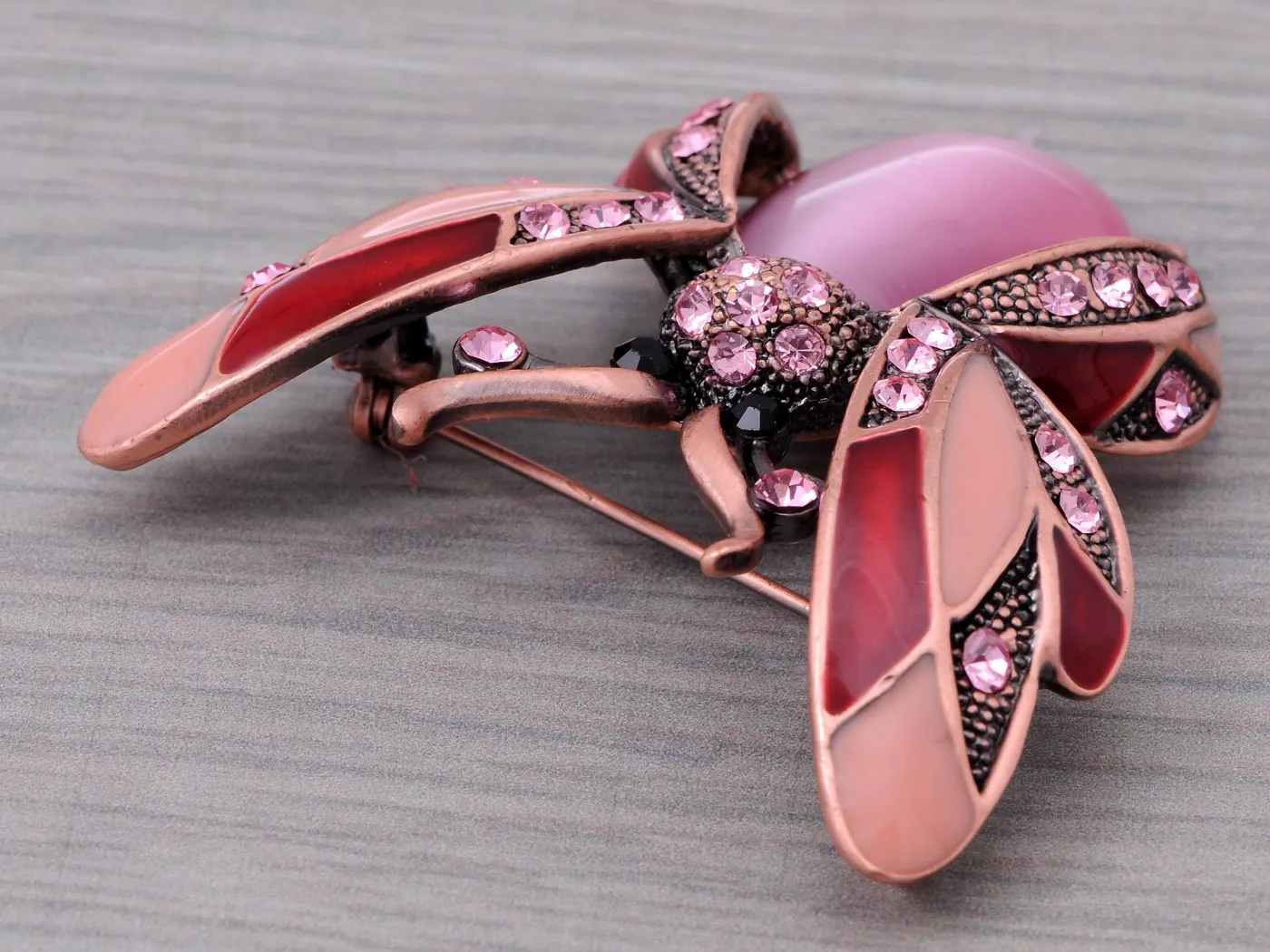 Alilang Peridot Crystal Rhinestone Ladybug Fly Insect Fashion Jewelry Brooch Pin Rose