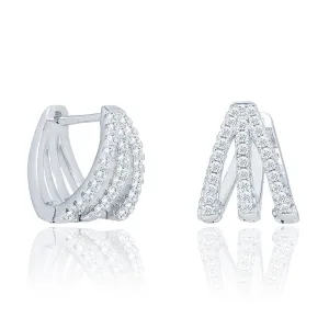 Aliyah 18k White Gold Plated Hoop Earrings with Round Cut Pave Simulated Diamond Crystals