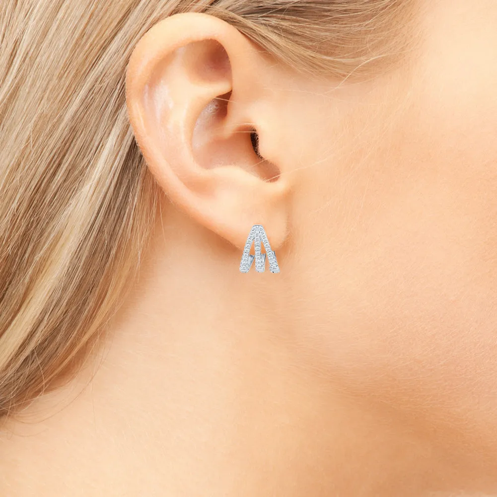 Aliyah 18k White Gold Plated Hoop Earrings with Round Cut Pave Simulated Diamond Crystals