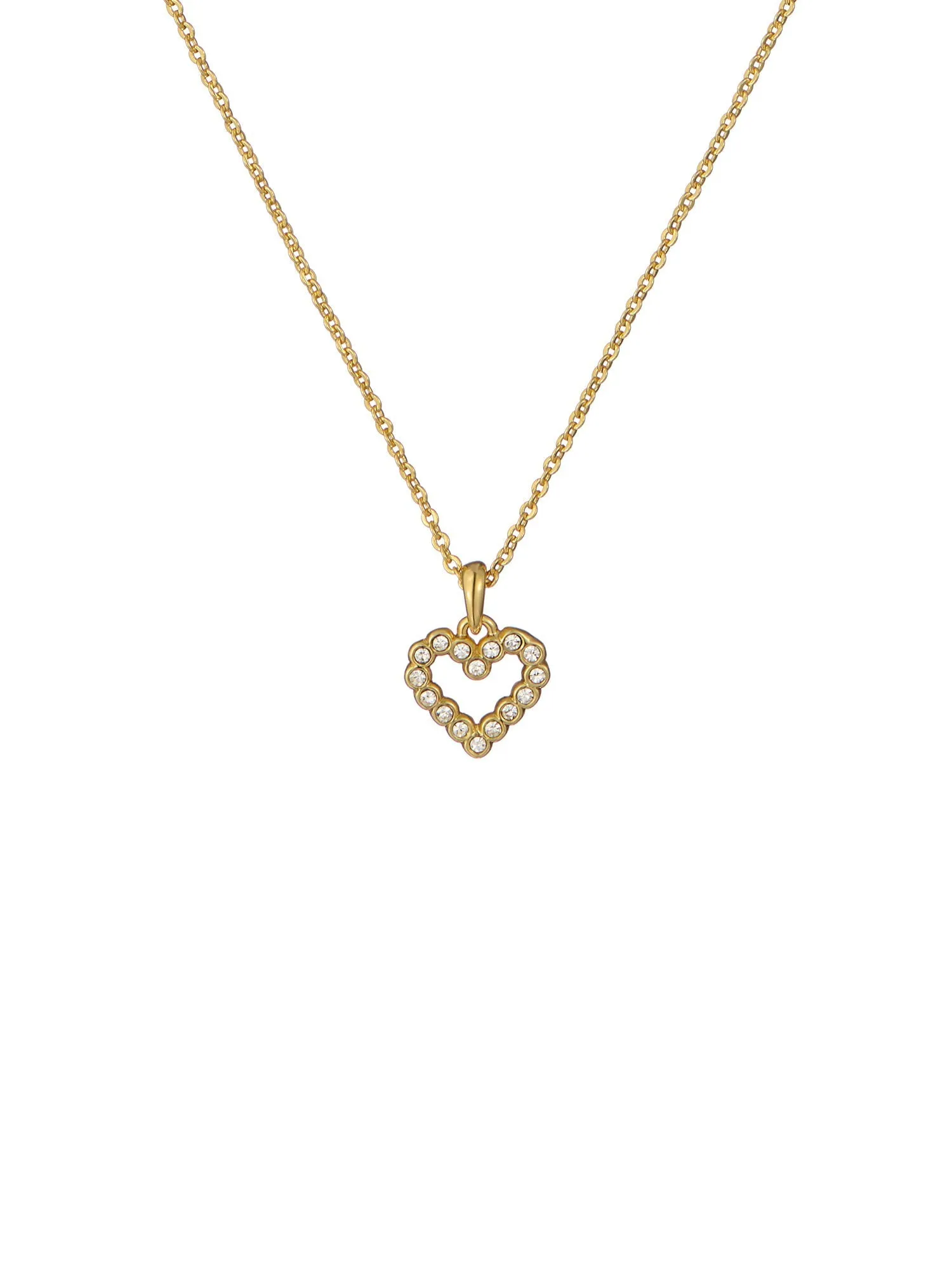 Amore Crystal Halo Heart Pendant Necklace Gold