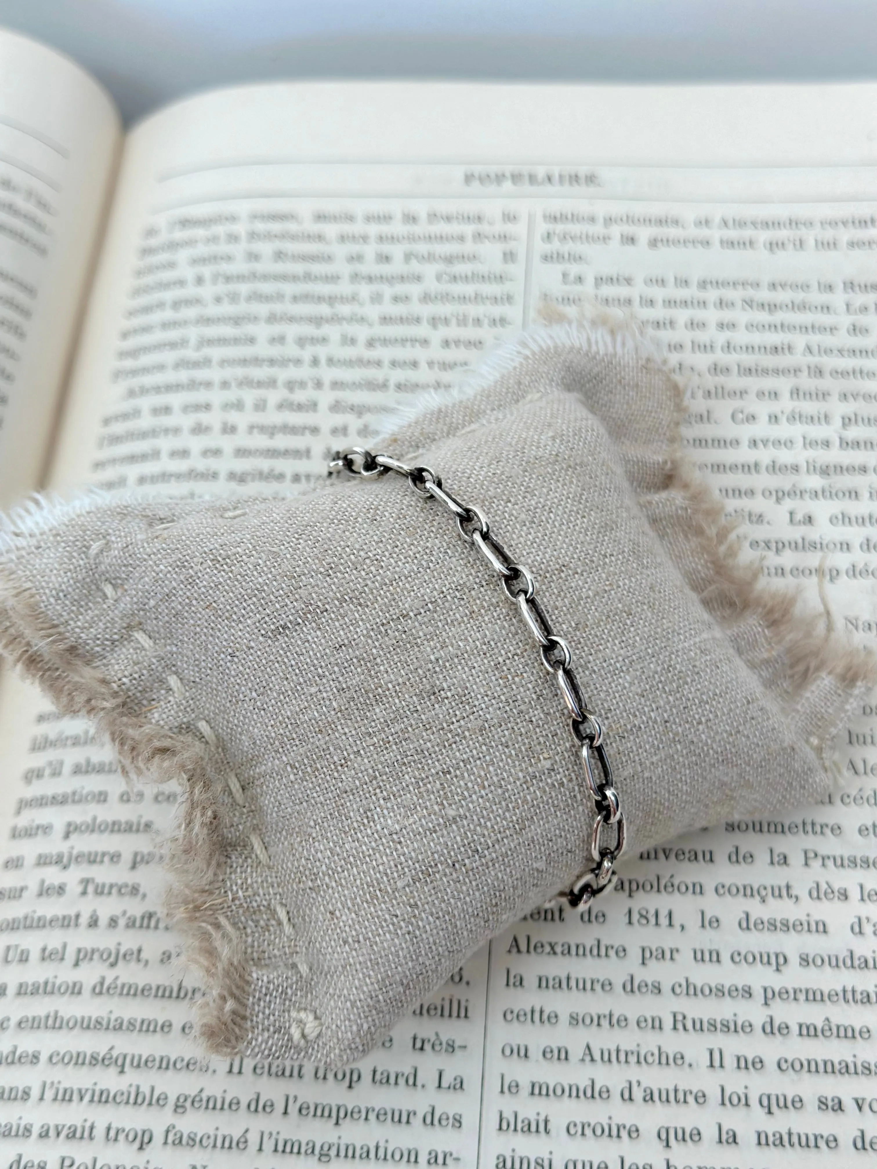 Antique French Silver Charm Bracelet With Petite Christian Medal