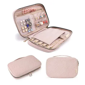 BAGSMART Jewelry Organizer Case Travel Jewelry Storage Bag for Necklace, Earrings, Rings, Bracelet, Soft Pink Medium