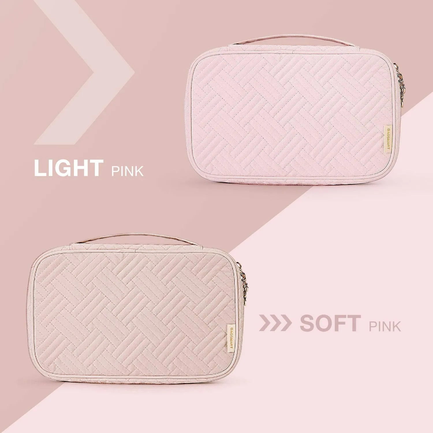 BAGSMART Jewelry Organizer Case Travel Jewelry Storage Bag for Necklace, Earrings, Rings, Bracelet, Soft Pink Medium