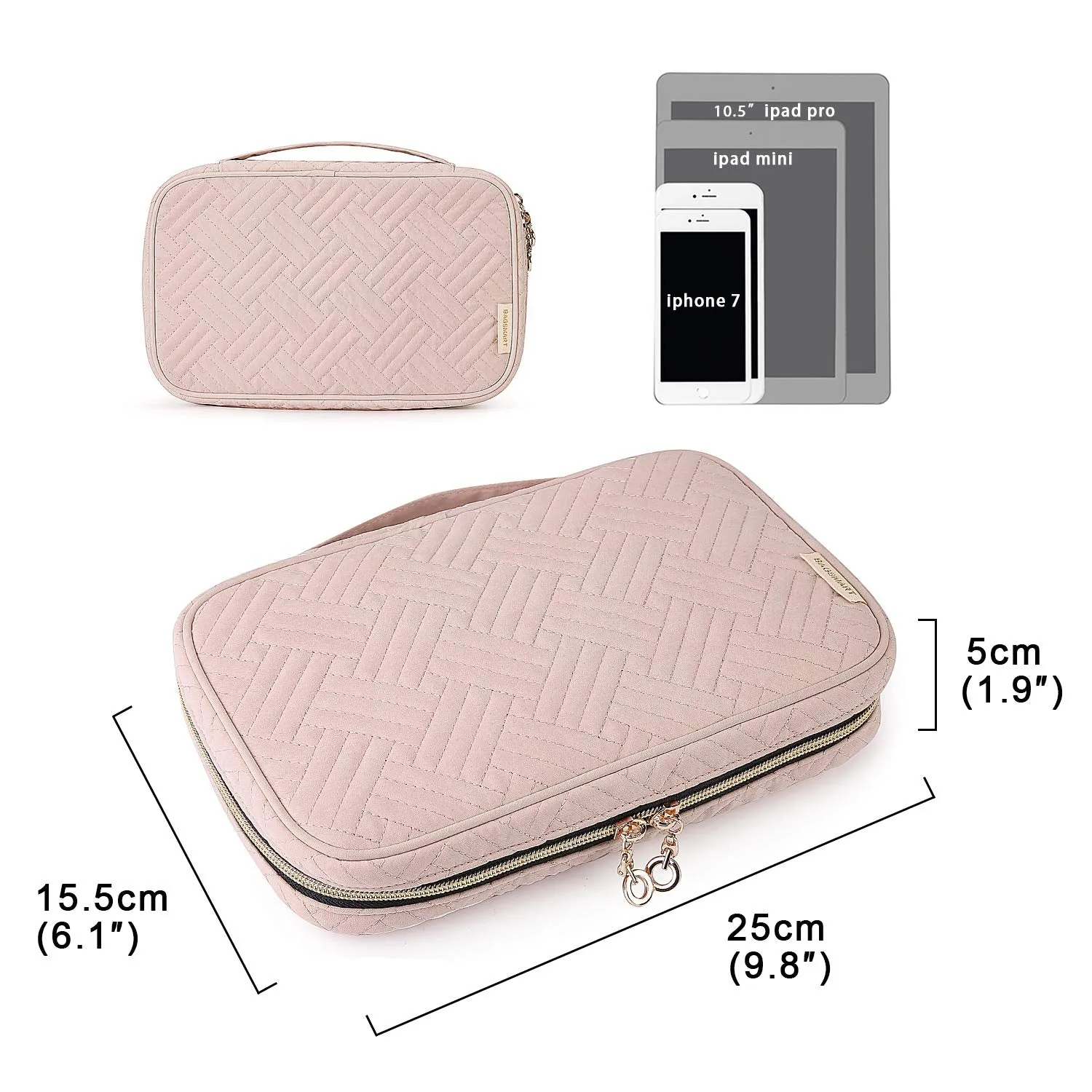 BAGSMART Jewelry Organizer Case Travel Jewelry Storage Bag for Necklace, Earrings, Rings, Bracelet, Soft Pink Medium