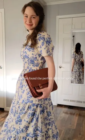 Bette 100% Cotton Blue Floral Maxi Dress