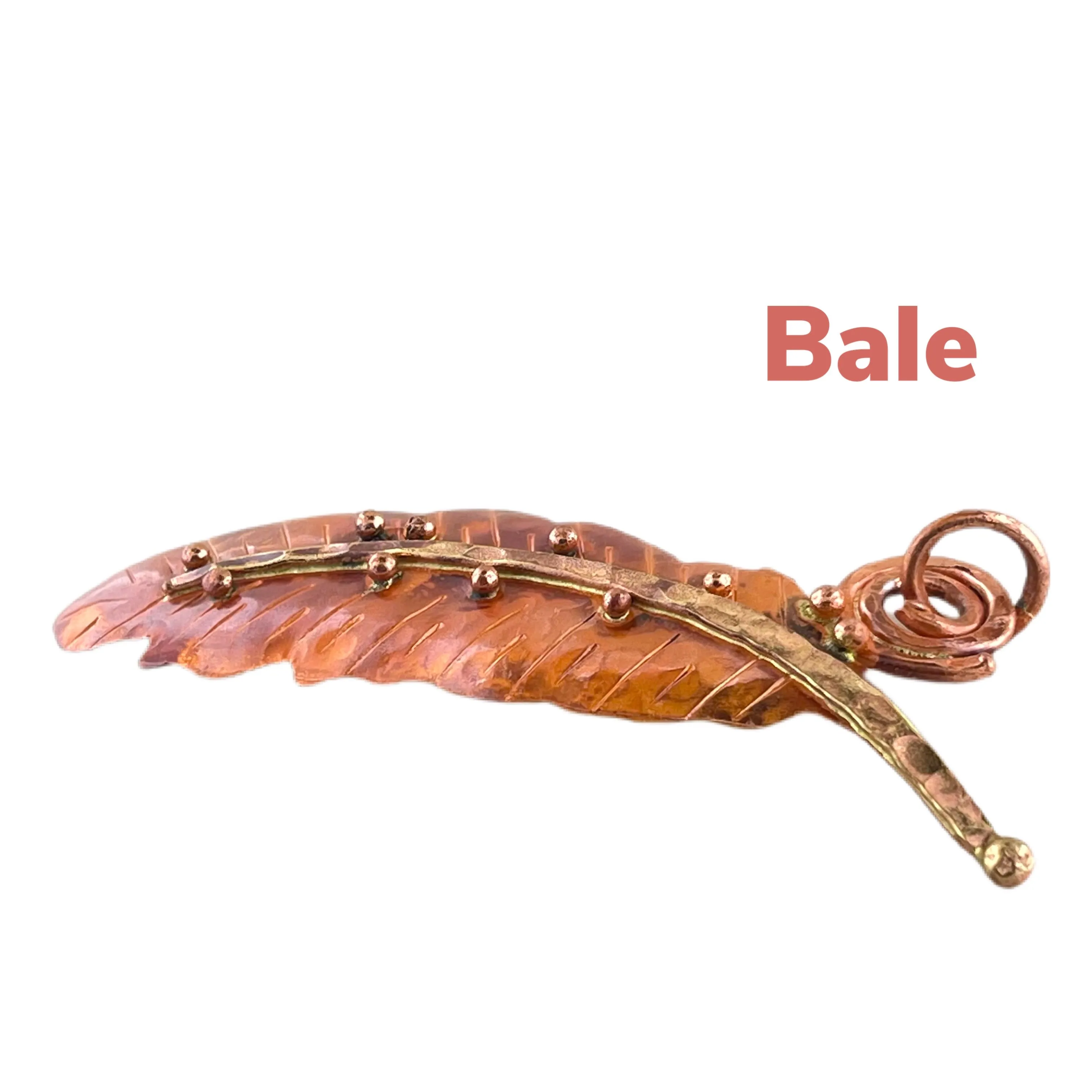 Big Copper Feather Pendant - Vertical
