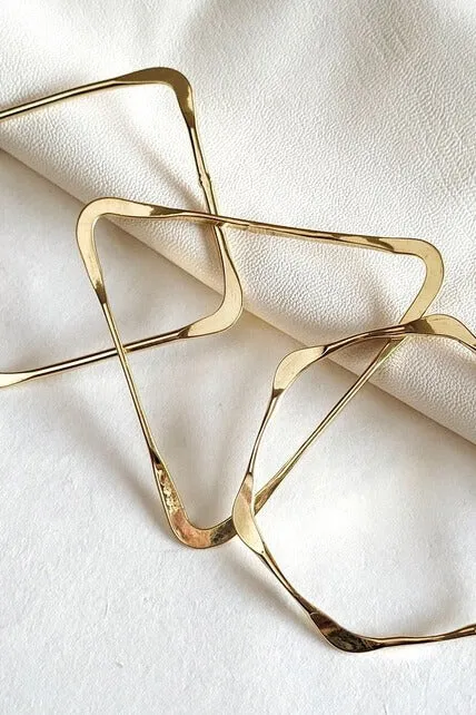 Brass Geometric Bangle Set