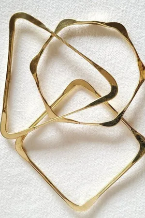 Brass Geometric Bangle Set