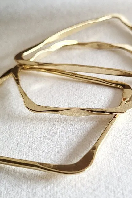 Brass Geometric Bangle Set