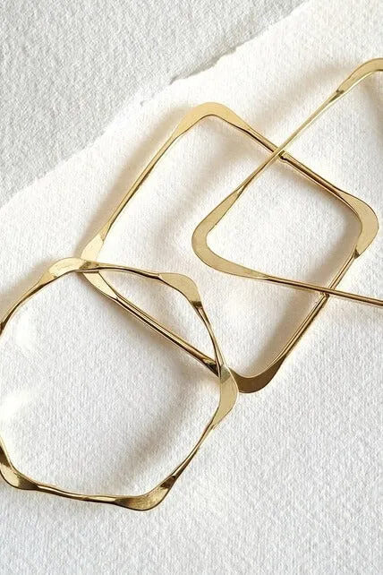 Brass Geometric Bangle Set