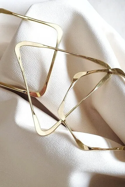 Brass Geometric Bangle Set