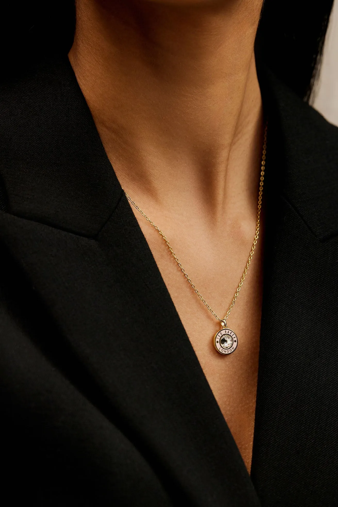 Cherlie Crystal Button Pendant Necklace Gold