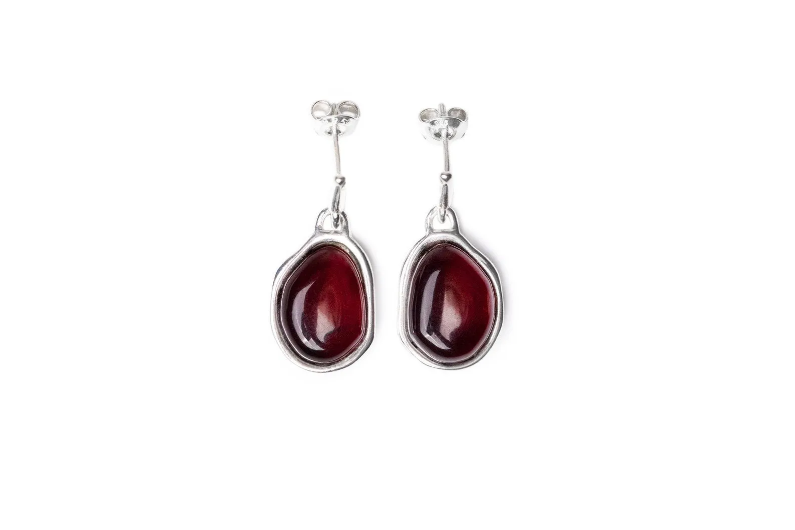 Cherry Amber ELEMENTS Drop Earrings - Baltic Amber & Sterling Silver