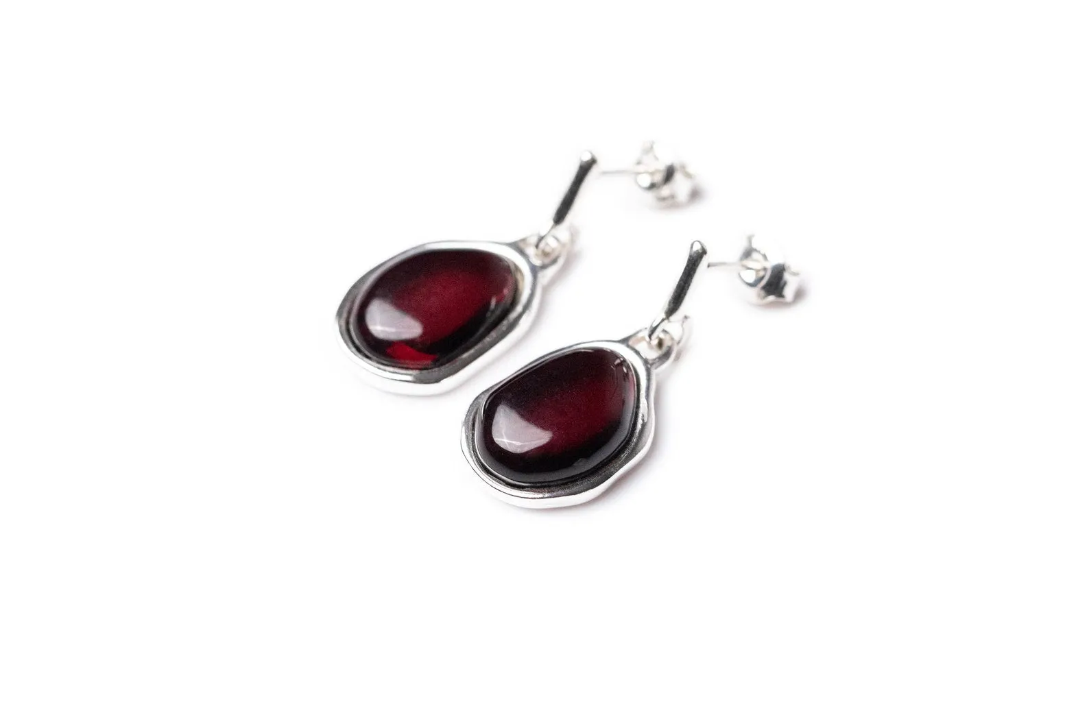 Cherry Amber ELEMENTS Drop Earrings - Baltic Amber & Sterling Silver