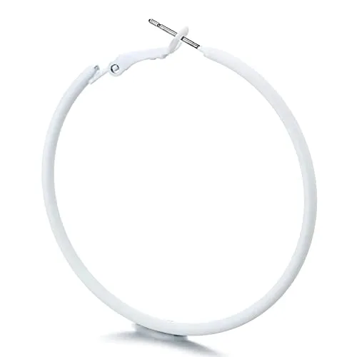 Classic Large Circle Statement Hoop Huggie Hinged Stud Earrings