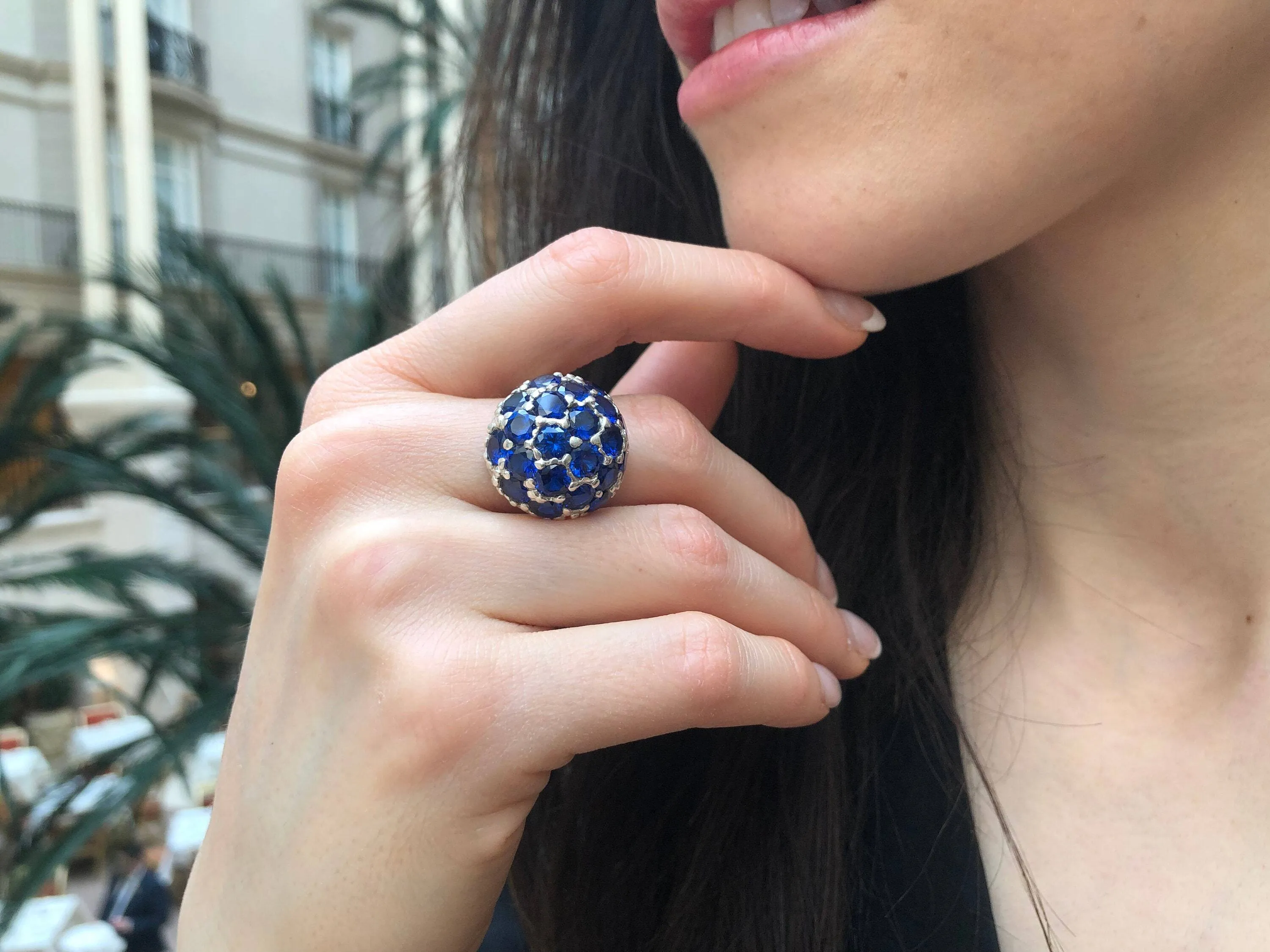 Cluster Sapphire Earrings - Royal Blue Earrings - Vintage Sphere Studs