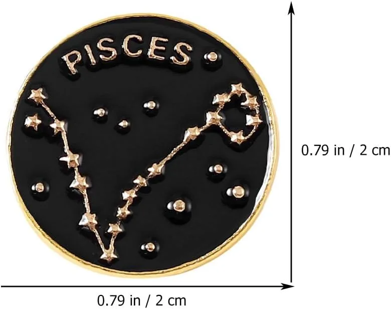 COHEALI 60 Pcs Zodiac Enamel Pins Set Black for Backpacks, Hats, Clothes, Decorative Brooches for Students Friends Lovers, Alloy Star Sign Pins Bulk, 0.78 X 0.78 X 1.96 Inch