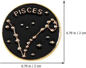 COHEALI 60 Pcs Zodiac Enamel Pins Set Black for Backpacks, Hats, Clothes, Decorative Brooches for Students Friends Lovers, Alloy Star Sign Pins Bulk, 0.78 X 0.78 X 1.96 Inch