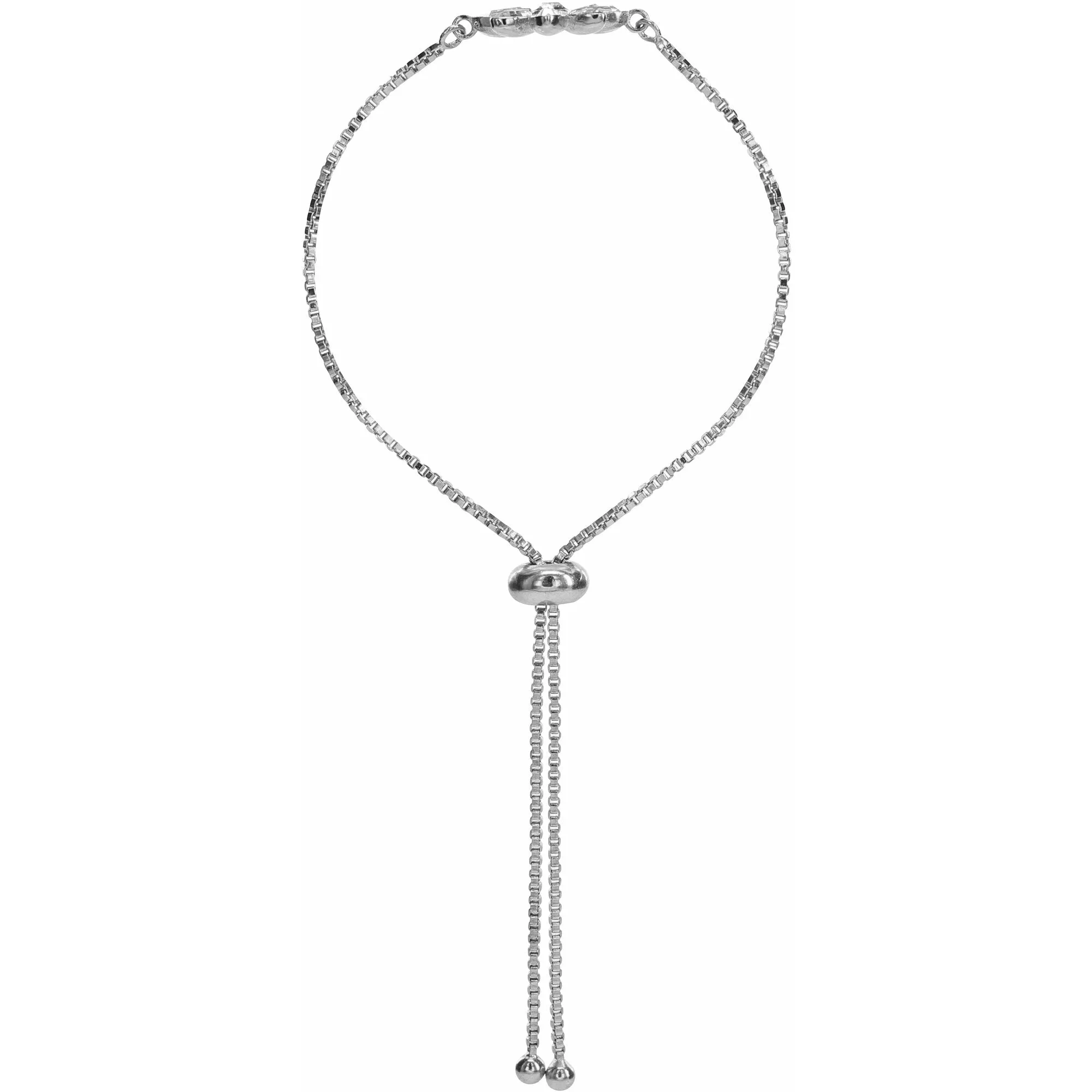 Crystal Flora in Rhodium 4.5" Austrian Crystal Drawstring Bracelet