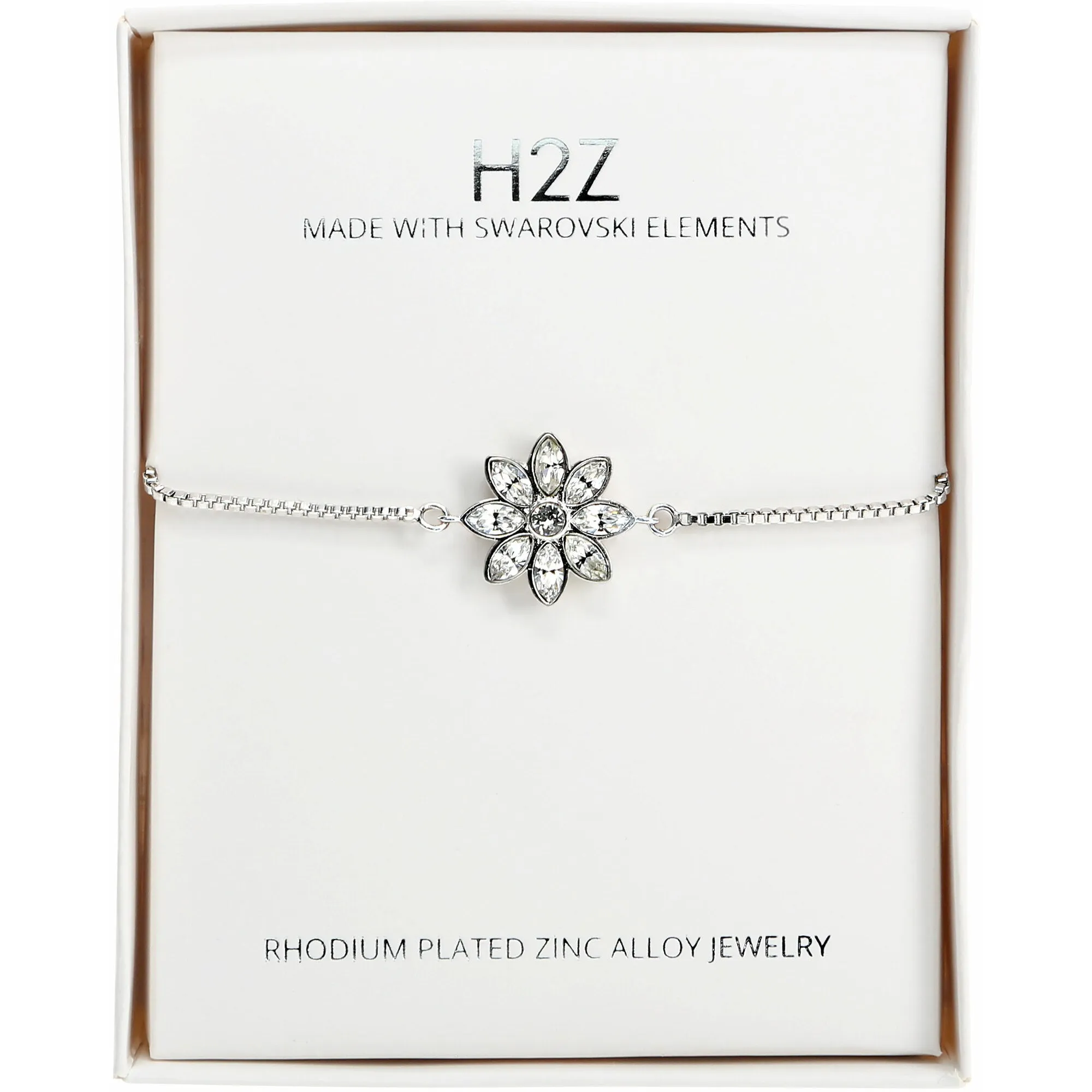 Crystal Flora in Rhodium 4.5" Austrian Crystal Drawstring Bracelet