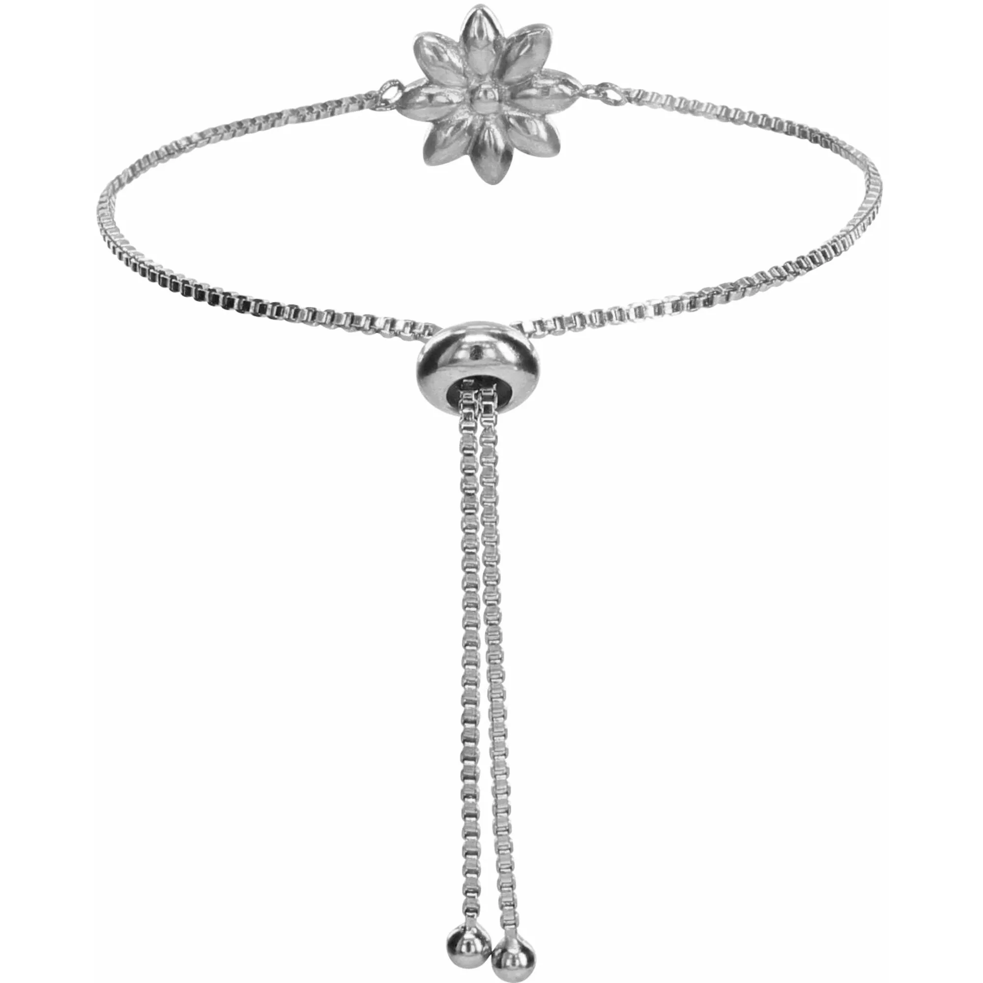 Crystal Flora in Rhodium 4.5" Austrian Crystal Drawstring Bracelet