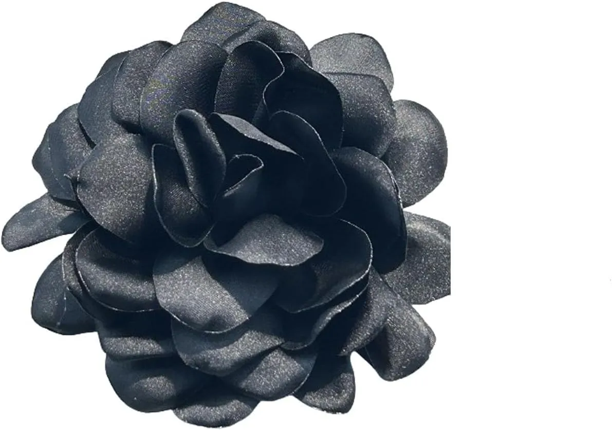 Dainty Satin Fabric Rose Flower Extra Large Big Brooches Lapel Pins Delicate Elegant Handmade Big Fabric Rose Flower Brooches Pin Classic for Wedding Party Dance Brooch Dress Suit Ceremony Clothes Accessories