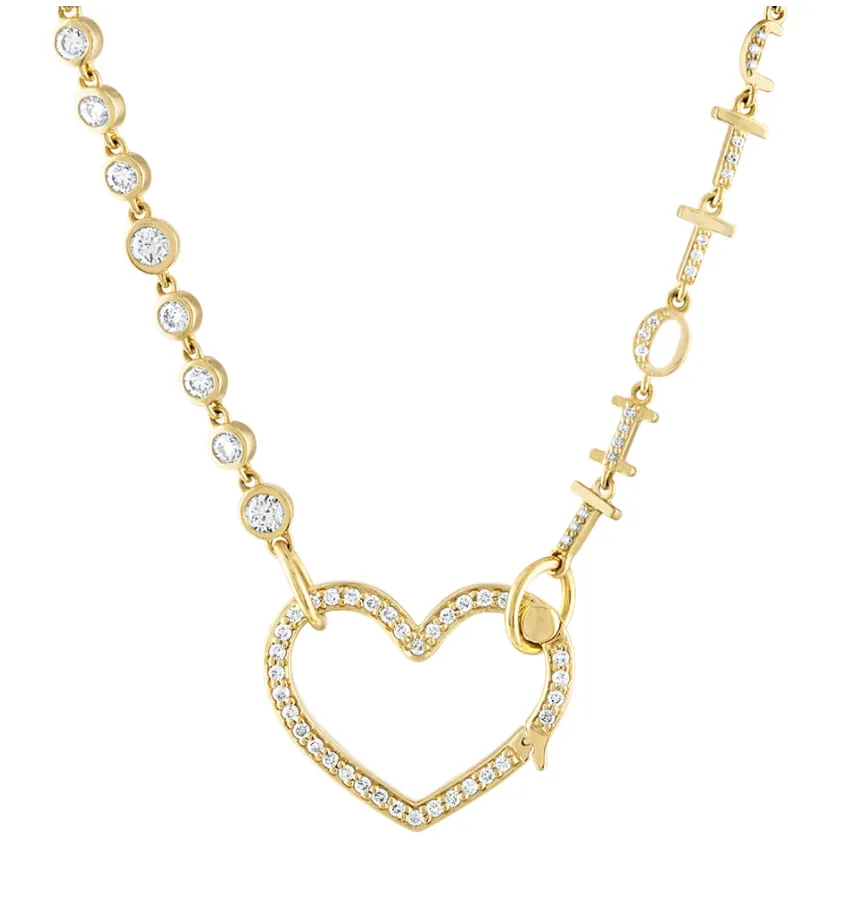 Diamond and Ruby Heart Motif Closure Lock