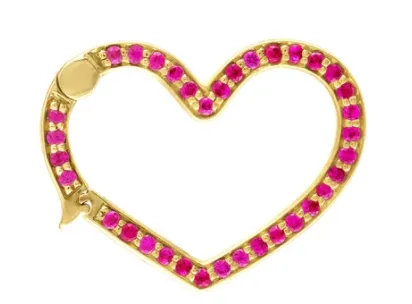 Diamond and Ruby Heart Motif Closure Lock