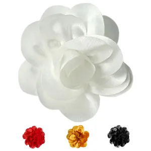 Elegant Satin Fabric Flower Brooch Pins and Flower Hair Clips, Big Size for Women's Dress Accessories, for Weddings, Parties, Dating, Rose and Silk Camellia Design, Eye-Catching Clothing Jewelry Gifts