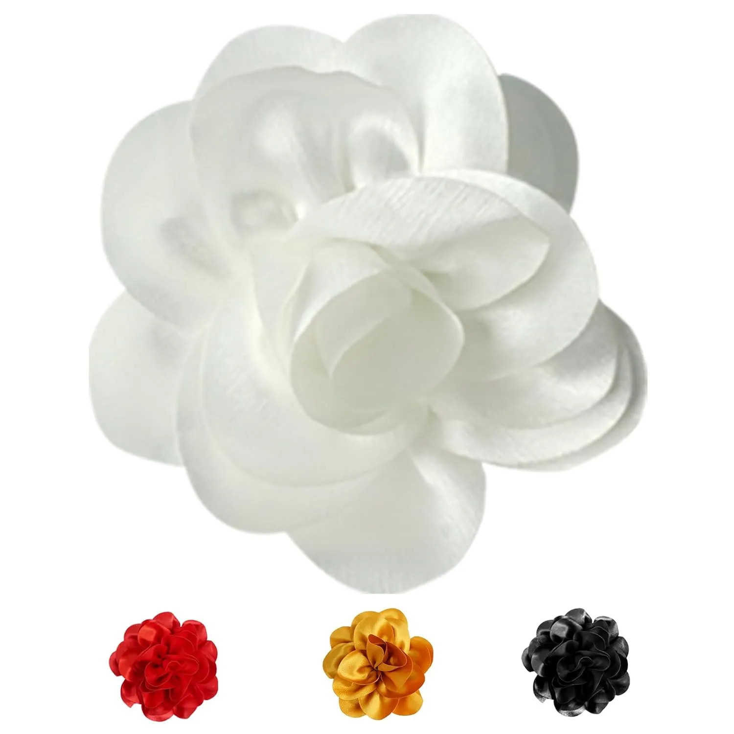 Elegant Satin Fabric Flower Brooch Pins and Flower Hair Clips, Big Size for Women's Dress Accessories, for Weddings, Parties, Dating, Rose and Silk Camellia Design, Eye-Catching Clothing Jewelry Gifts