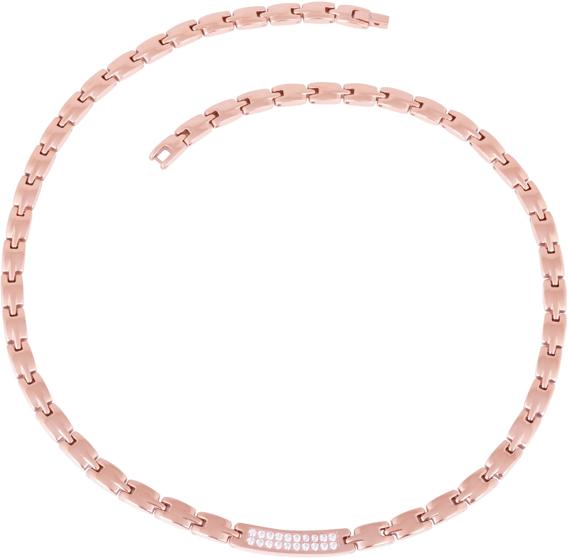 Elegant Titanium Magnetic Therapy Necklace - Womens - Width: .25in, w/ Czech Cyrstals / Rose Gold