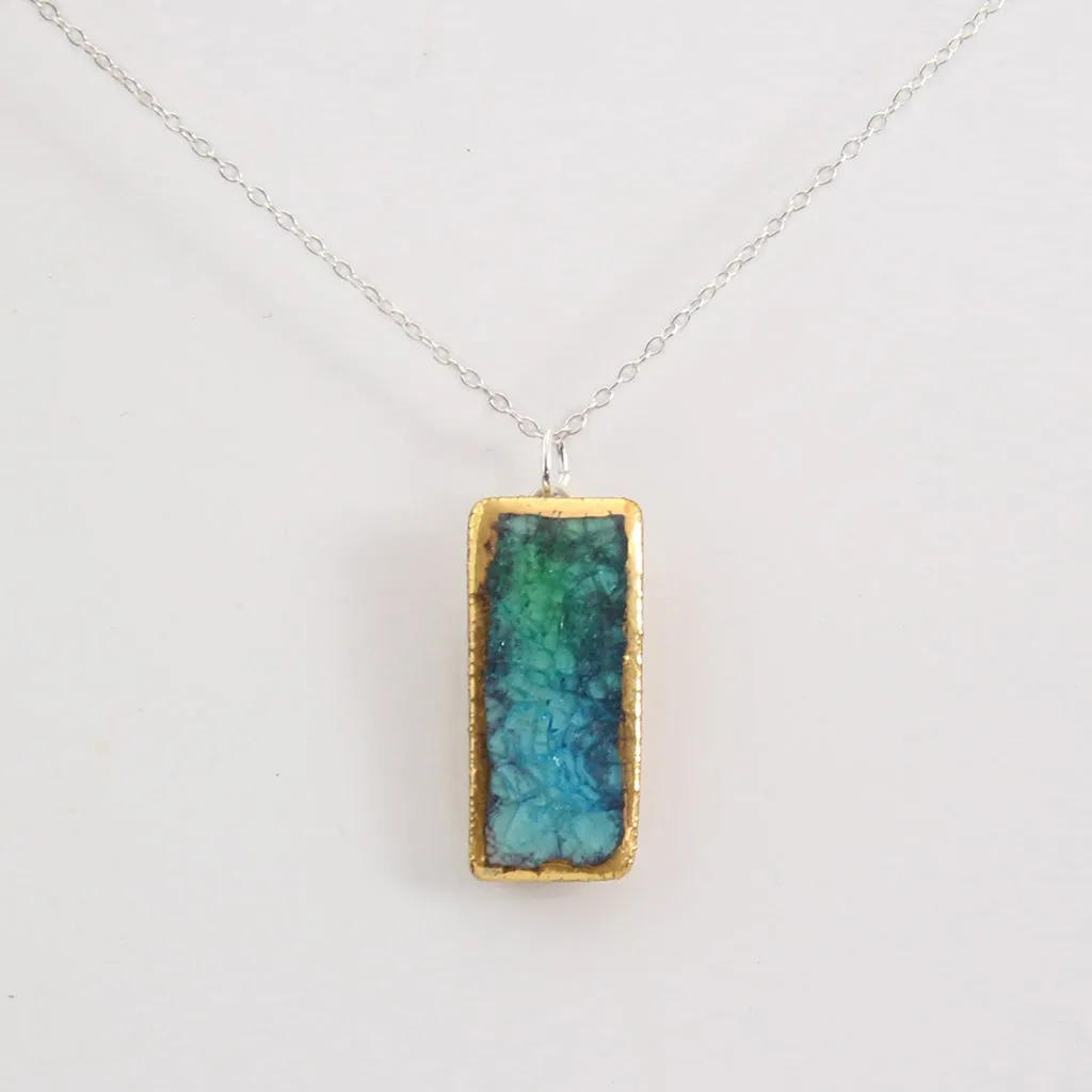 Emerald Turquoise Lagoon Small Drop Sterling Silver Pendant