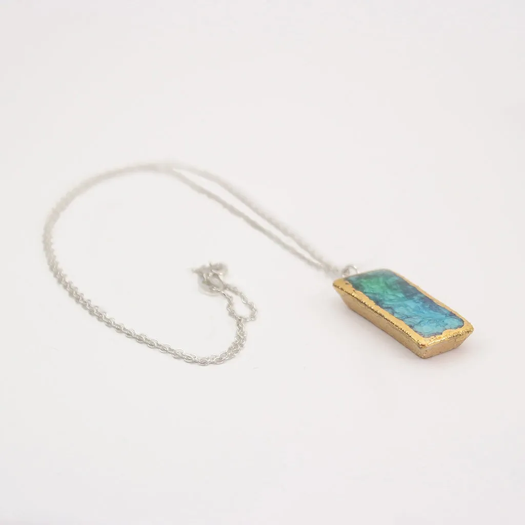 Emerald Turquoise Lagoon Small Drop Sterling Silver Pendant