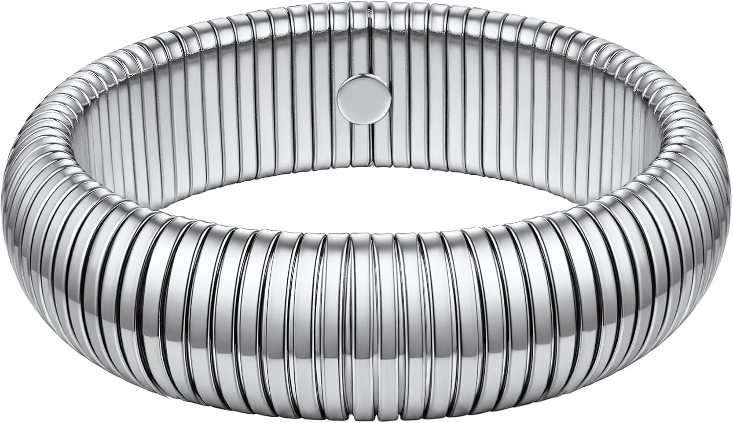 FOCALOOK Bangle Bracelets for Women, Gold Chunky Stretch Bracelet Stack, Flexible Wide Wristband Bracelet Trendy